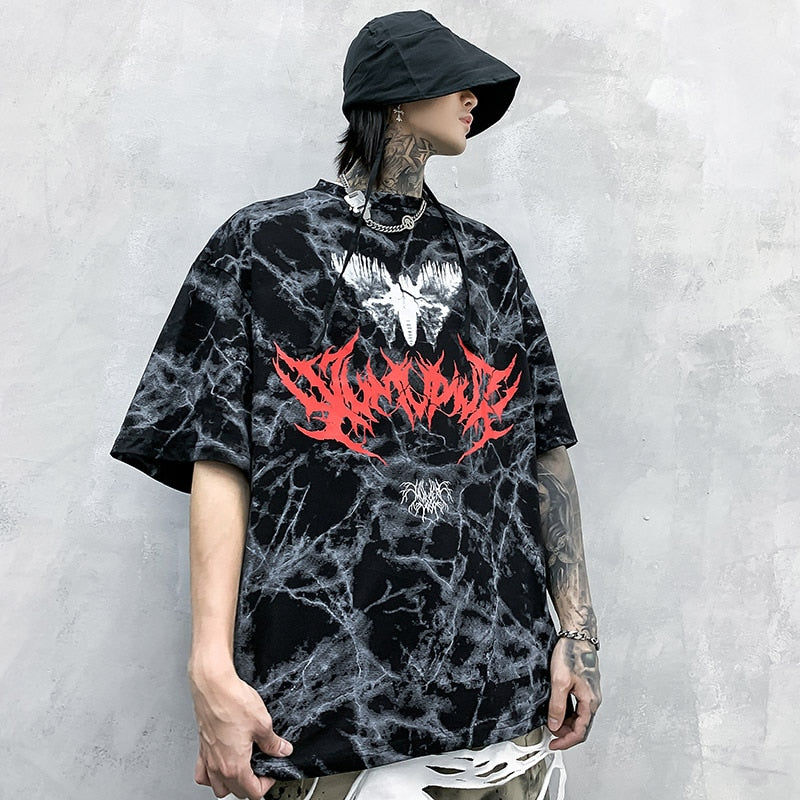 Hip Hop T Shirt Men Streetwear Oversize Dark Style Tshirt Short Sleeve Cotton Loose T-Shirt Summer Clothes Street Wear New