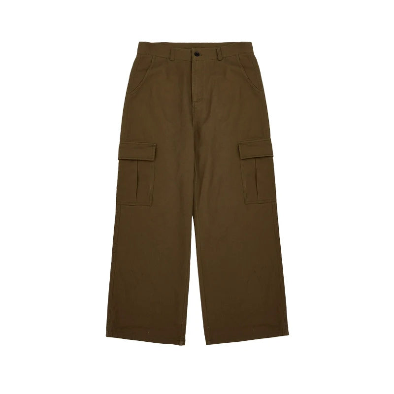 Japanese Style Retro Overalls Male 2024 Spring Street Tide Brand Loose Wide Leg Straight Pocket Casual Pants