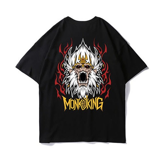 Cotton Tee tshirt Man Cartoon Animal Printed Punk T Shirts  Mens Hip Hop Casual Street Tees Male Cotton Tshirts Tops