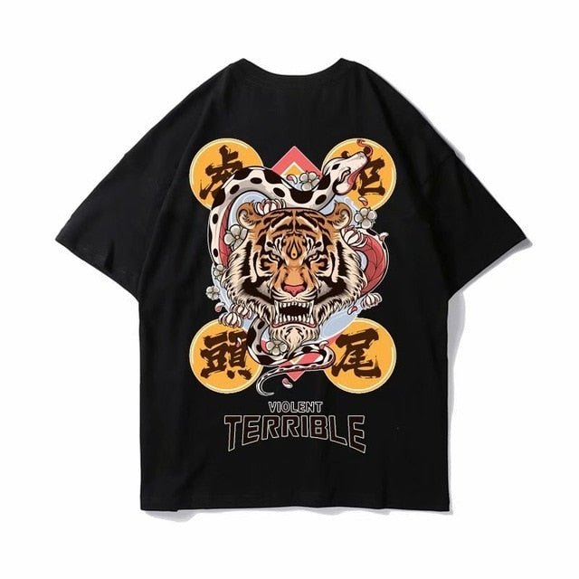 Cotton Tee tshirt Man Cartoon Animal Printed Punk T Shirts  Mens Hip Hop Casual Street Tees Male Cotton Tshirts Tops