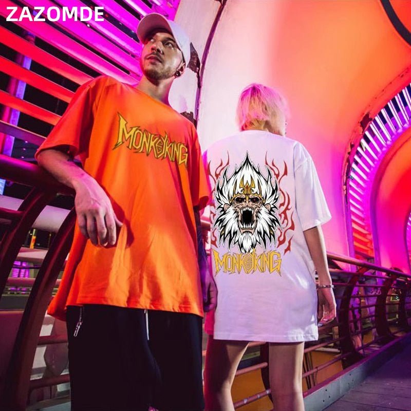 Cotton Tee tshirt Man Cartoon Animal Printed Punk T Shirts  Mens Hip Hop Casual Street Tees Male Cotton Tshirts Tops