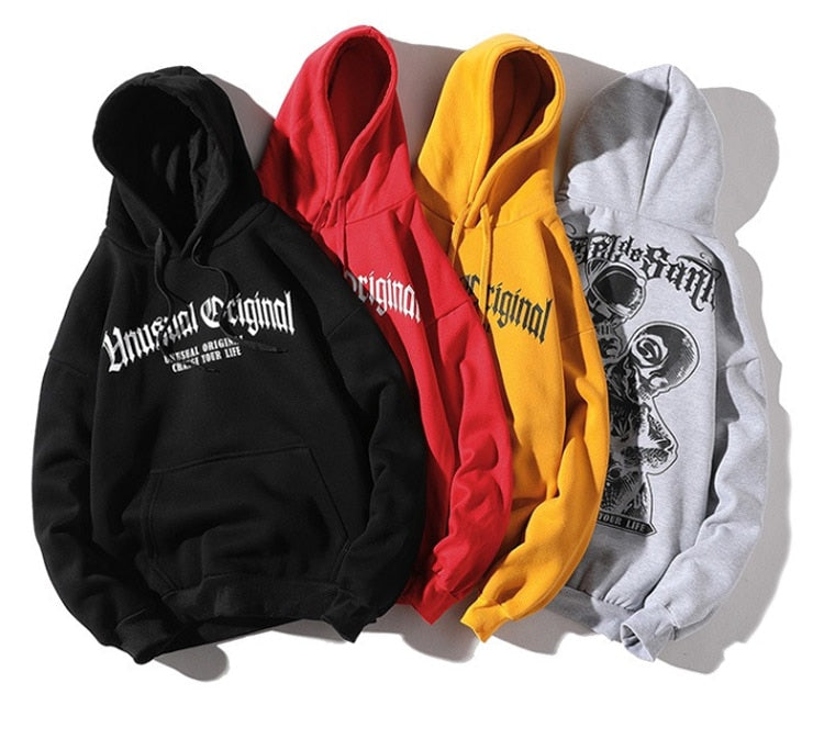 Men Letter Printed Hooded Pullover Sweatshirt Men High Street Fashion Hip Hop Hoodie Streetwear Clothing