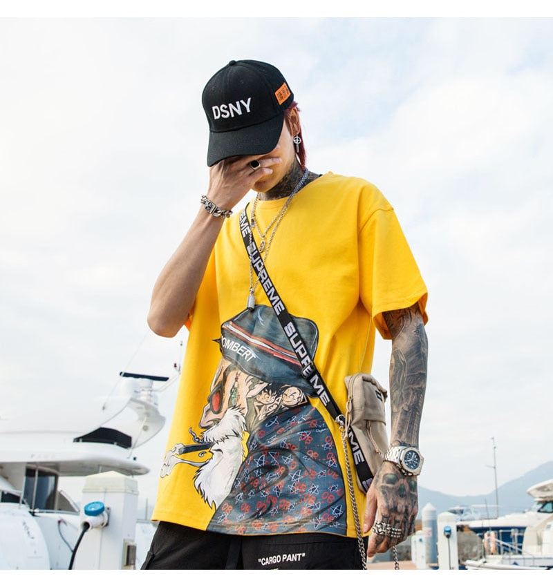 Men Fashion Old Man Printed Men's Tee Shirts Short Sleeve T Shirt Casual High Street Tees Summer Streetwear