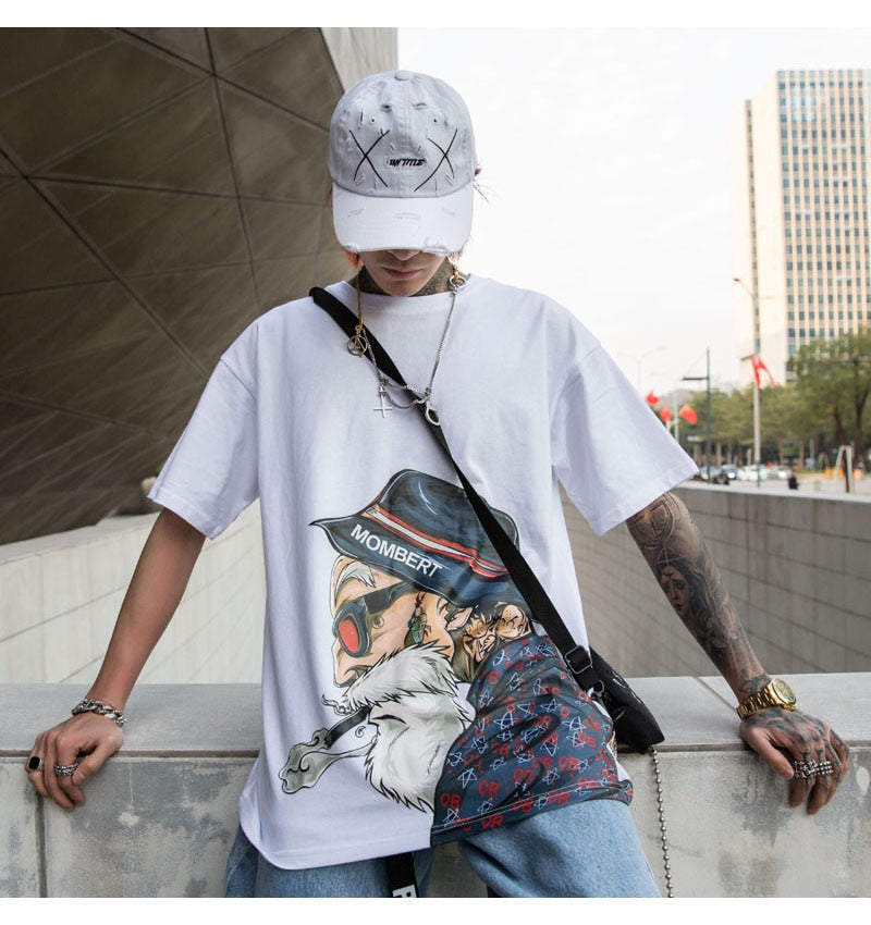 Men Fashion Old Man Printed Men's Tee Shirts Short Sleeve T Shirt Casual High Street Tees Summer Streetwear
