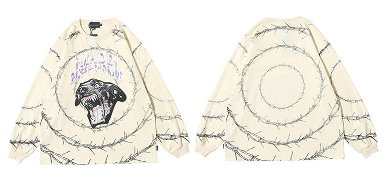 Sweatshirt Men Vicious Dog Printed Hip Hop Street Style Hoodies Streetwear