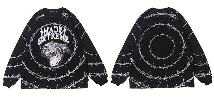 Sweatshirt Men Vicious Dog Printed Hip Hop Street Style Hoodies Streetwear