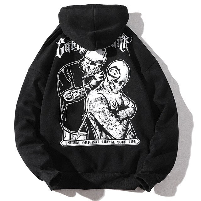 Men Letter Printed Hooded Pullover Sweatshirt Men High Street Fashion Hip Hop Hoodie Streetwear Clothing