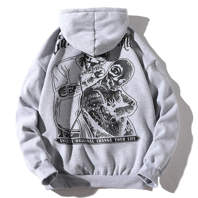 Men Letter Printed Hooded Pullover Sweatshirt Men High Street Fashion Hip Hop Hoodie Streetwear Clothing