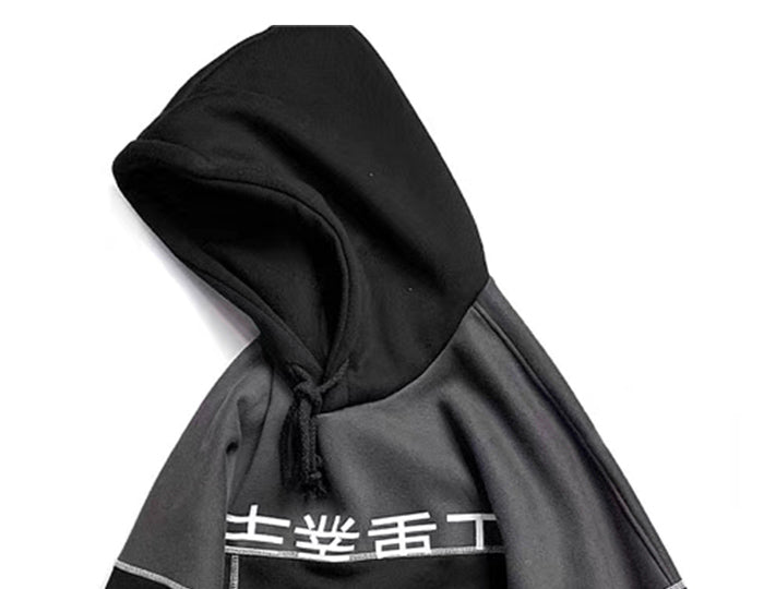 Patchwork Color Block Thick Hooded Sweatshirts Men Harajuku Hip Hop Pullover Casual Cargo Hoodies Streetwear