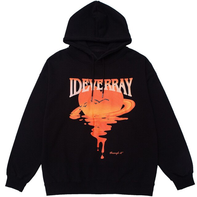 Hoodie Men Harajuku Gradient Letter Print Hooded Sweatshirt Couple Fashion High Street Loose Pullover Winter Streetwear