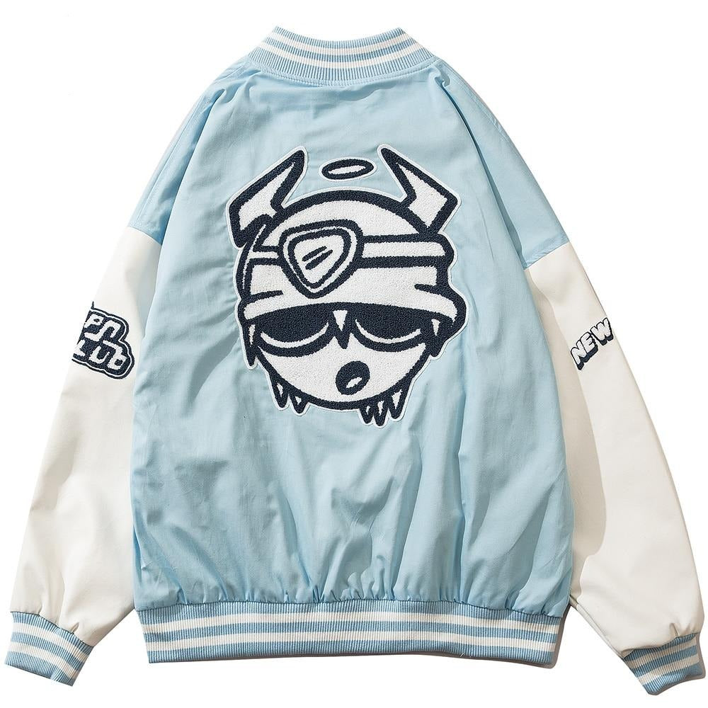 Varsity Jacket Men Furry Embroidery Patchwork Coats Couple Oversize Cozy Punk High Street Fashion Outwear Unisex Autumn